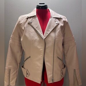 Baccini Women's Beige Faux Leather Jacket